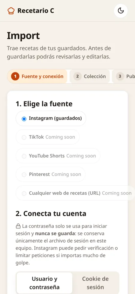 Import recipes saved on Instagram, step by step